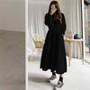 ,Winter Korean Hoodie Dress, New Cross-Border Design, Plus Size, Slimming, Waist-Defining, Color Long Dress, Women's Clothing Dress