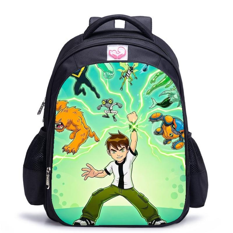 Ben10 Teen Hacker Classic Black School Bag Boys Reduce Burden Ridge School Bag Elementary School Students Daily School Backpack