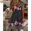 Fashion Summer Spring Short Sleeve V-Neck Casual Dresses