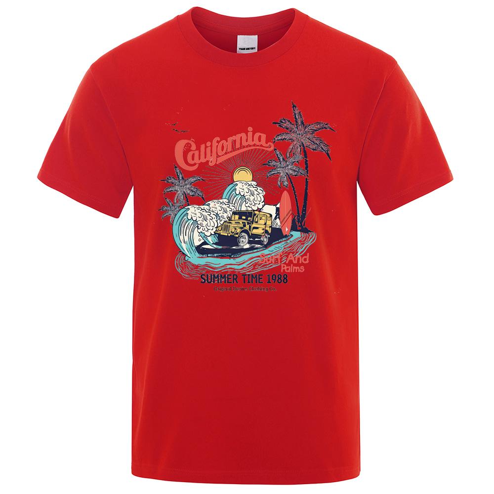California Summer Time 1988 Prints Tshirt Men Women Casual Sweat Loose Tee Clothes Cotton Comfortable Soft Oversized Men T-Shirt