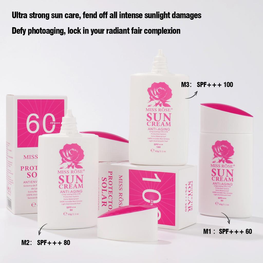 MISS ROSE Sunscreen Face Lotion UV Protection Non Greasy Summer