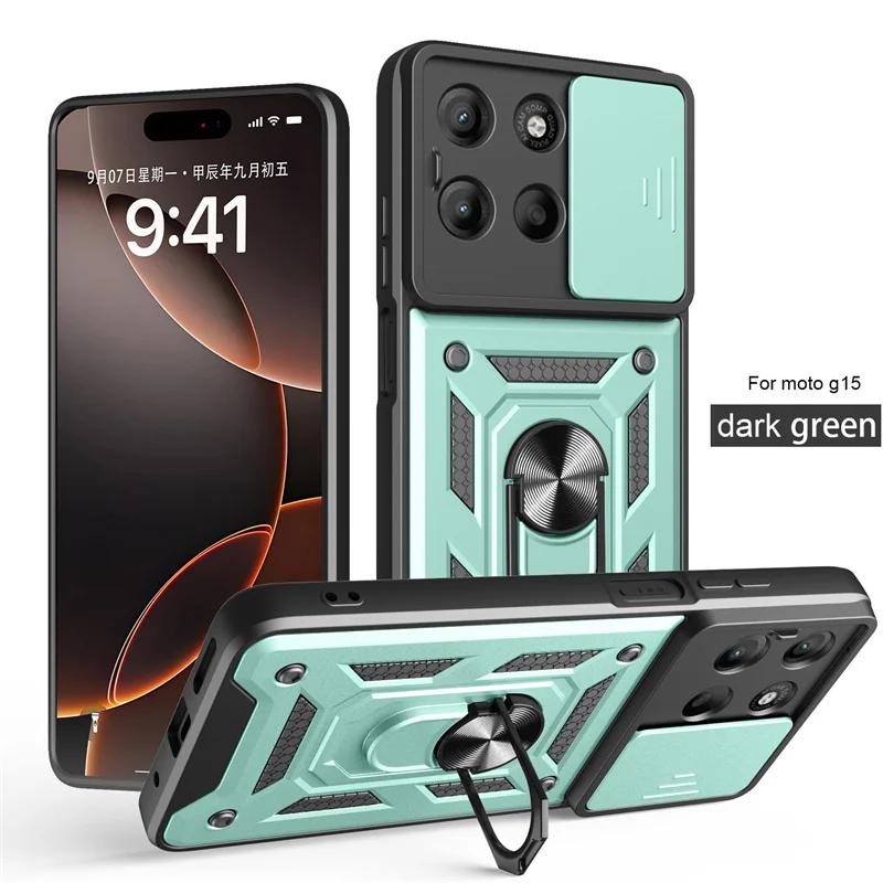 Pouzdro Armor pro Motorola G15 G05 G35 G45 G55 G75 G85 Edge 50 Fusion 5G Posuvný kryt fotoaparátu Ochranný kroužek Držák Nárazuvzdorný kryt Fundas