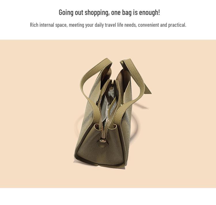 Women's 2025 Genuine Leather High-End Bucket Handbag - Shoulder & Crossbody Style