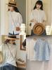 1116 Summer New Women's Crew Neck Japanese Cotton Shirt Loose Shirt Top Cardigan Ins Casual