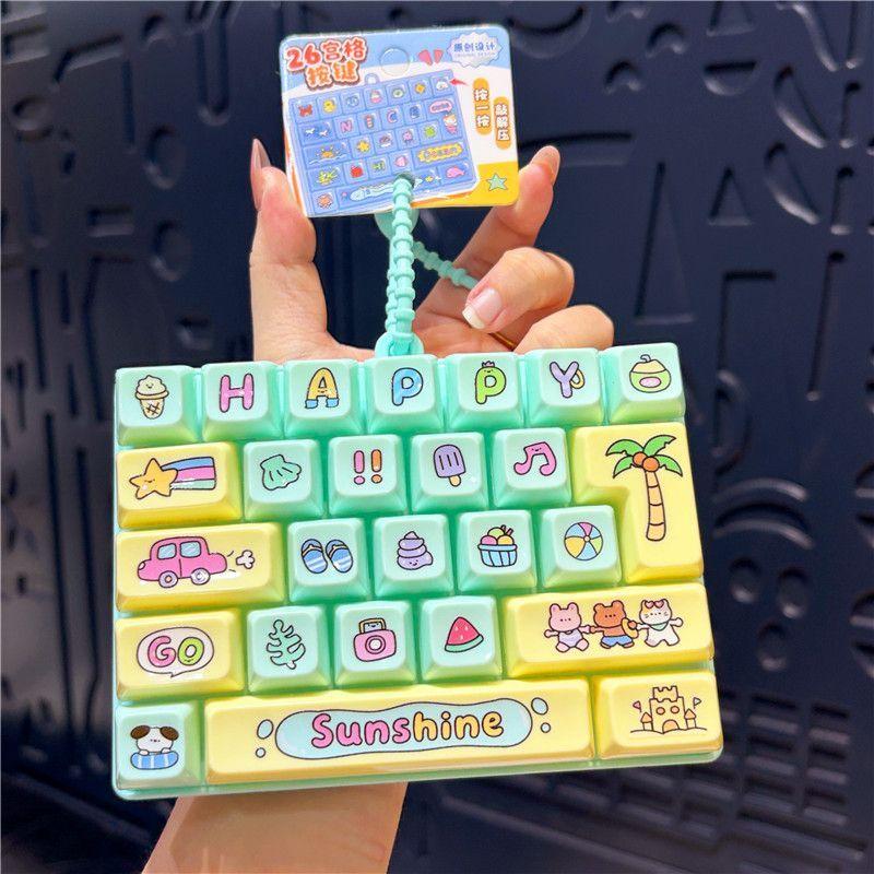 Cute 26 Keys Keyboard Fidget Keychain Funny Stress Relief Toy Couple Bag Pendant Creative Decompression Keyring Gift