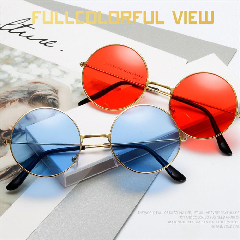 Retro Hippie Round Metal Frame Sunglasses Fashion Small Circle Sun Glasses Disco Party Candy Color Lens Eyewear for Women Men