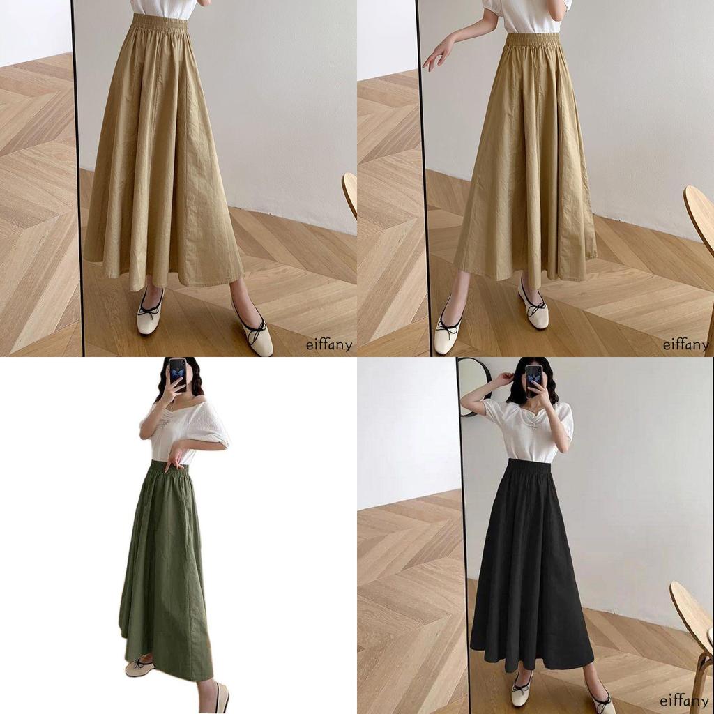 Women Long Skirt Muslimah Plus Size High Waist Plain Maxi Skirt For Casual Wear**