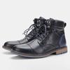 Fashion Man Classical Retro Leather Tooling Boots For Men Fashion Ankle Short Boot Mens Lace-up High-Top Shoes Botas De Motociclista