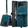 Anti -Fingerprint Matte Leather Lanyard Cases For Samsung Galaxy Z Flip4 Flip 4 5g Anti -Slip Phone Accessories Cover