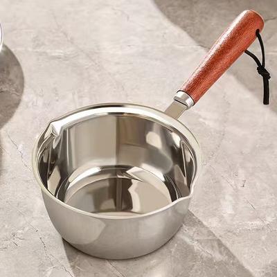 Oală de Ulei din Oțel Inoxidabil 316 Mini Cratită pentru Lapte Fierbinte Tigaie Mâner de Lemn Cratită Mică Oală pentru Fierbere Unt Topit Accesoriu de Bucătărie
