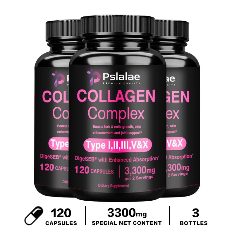 Capsule premium cu colagen compus, conținând extract de peptide de colagen hidrolizat, 3300 mg, potrivite pentru adulți.