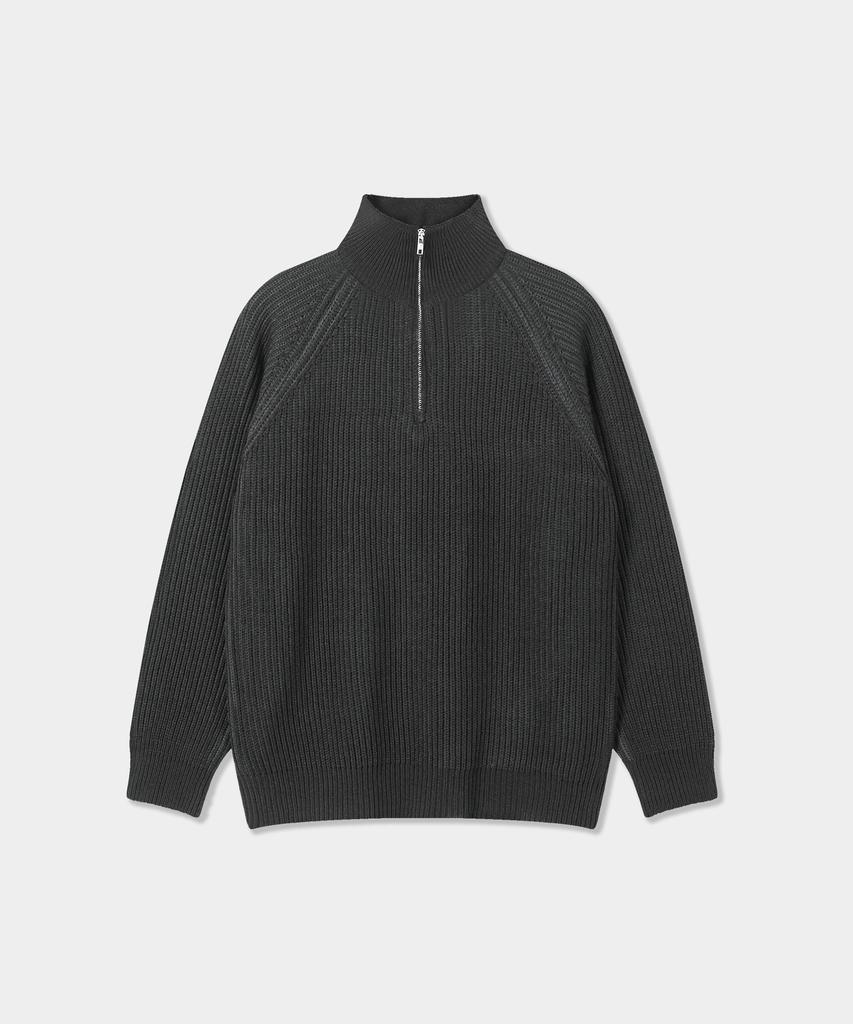 BIRBANTE Multi-Blend Half Zip Knit - Charcoal/Grey