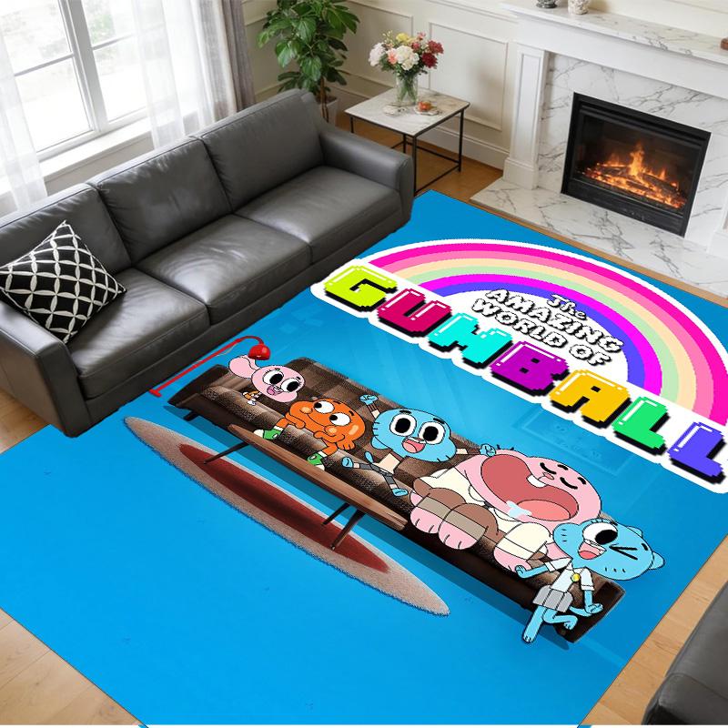 Antislip Kristalfluweel Vloerkleed, Amazing World of Gumball Ontwerp Tapijt voor Binnen Woonkamer Slaapkamer Huisdecoratie