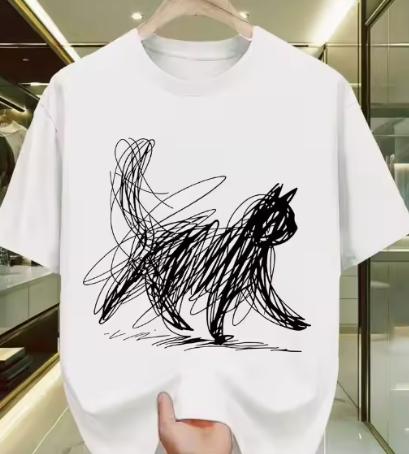Sommer Klassisches Muster Bedrucktes Reines Baumwoll-T-Shirt Geeignet Für Beide Unisex Und Unisex Lässig Und Vielseitig Reines Baumwoll-Oberteil