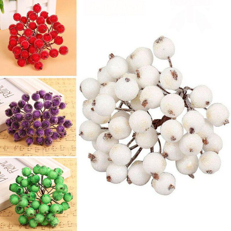 Mini Christmas Foam Frosted Fruit Artificial Holly Berry Flower For Elegant Home Decor