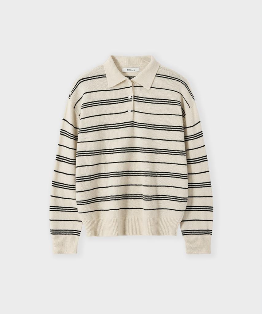 Aleukaig Stripe Collar Knit_Cream