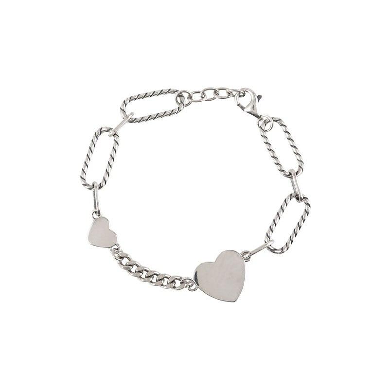 925 Sterling Silver Hiphop Chain Heart Charm Bracelet Bangle For Women Girls Party Wedding Punk Jewelry Accessories Sl058