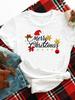 (Taille asiatique) joyeux Noël nouvel an col rond Haut pour femme T Vêtements mignon style années 90 Imprimé Manches courtes T-shirts Mode vacances T-shirt graphique