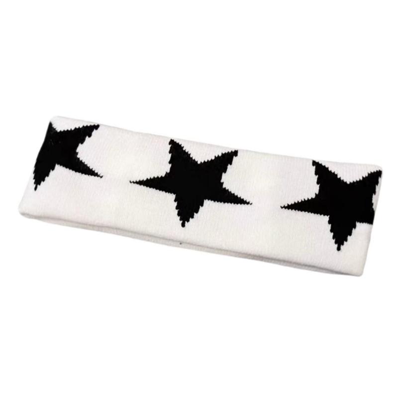 Star Embroidery Sports Headband for Running, Cycling, Yoga Black Headbands for Women No Slip Soft Hair Accessories