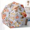1pc Floral Pattern Automatic Umbrella Auto Open/Close Folding Umbrella with 8 Rib Frame, 3 Fold Compact Umbrella for Men & Women, 141