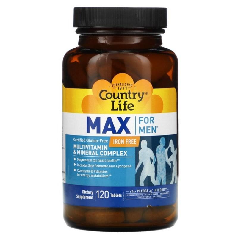 Country Life Max for Men Multivitamin Mineral Complex Iron-Free 120 Tablets