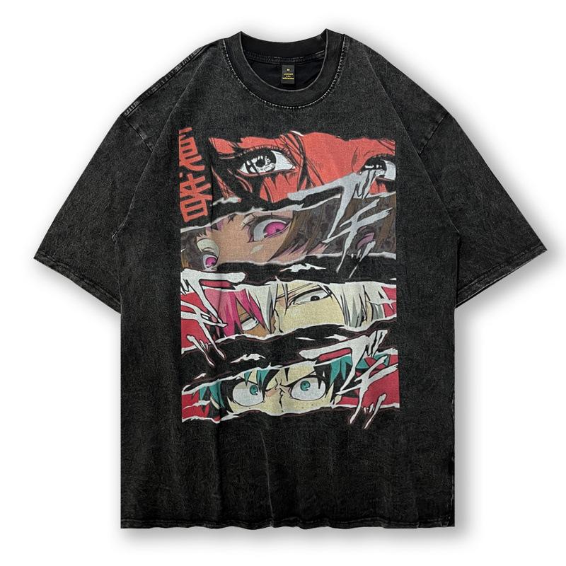 American Hip Hop Retro Old Washed Short-Sleeved T-Shirt Men And Women Oversize Street Skateboard Loose Half-Sleeved T