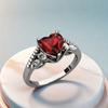 Goth Romantic Inlay Red Crystal Zircon Heart Shape Double Dragon Pattern Couple Rings for Women Men Luxury Sparkle Jewelry Gift