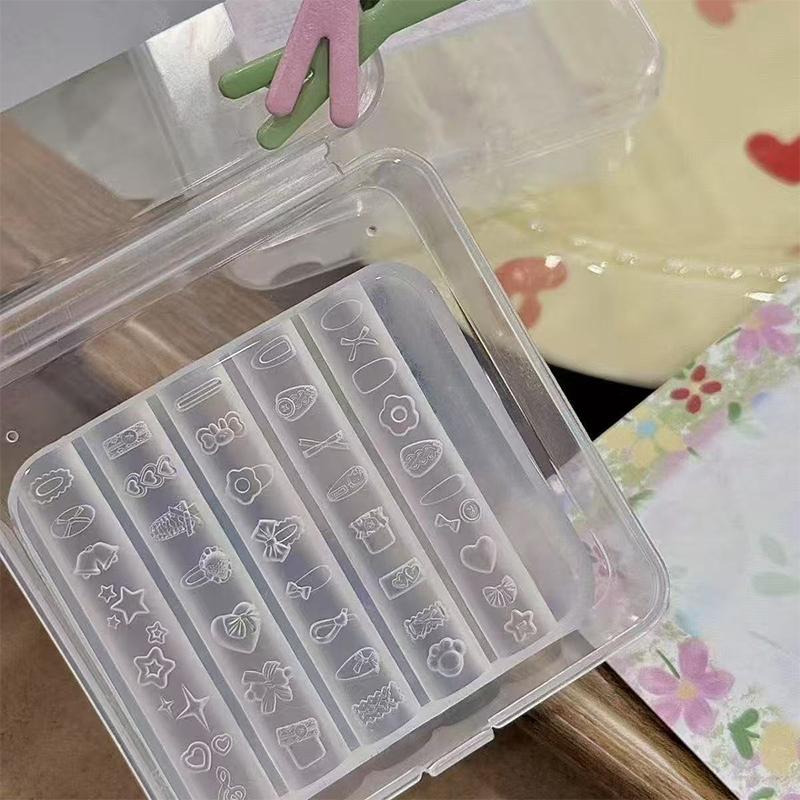 3D Nail Art Decorations Bear Rabbit Silicone Carving Mold Uv Gel Polish Stamping Stencils Relief Bowknot Diy Design Nail Charm