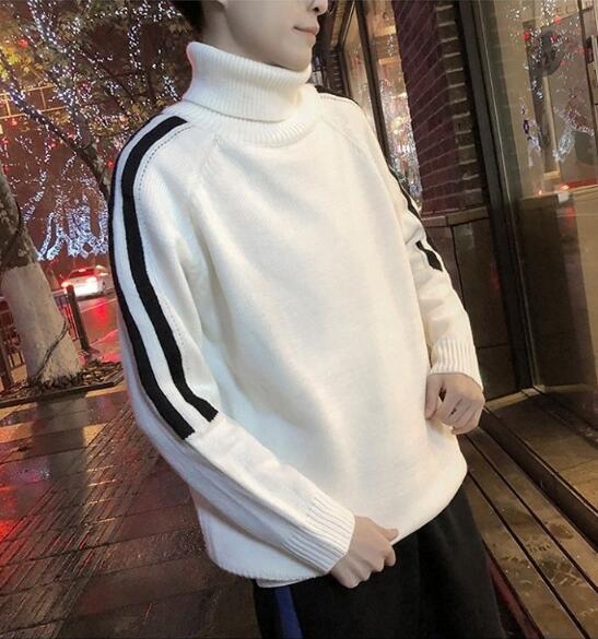 Herren Strickpullover Herbst Winter Lässig Rollkragen Slim Strickware Herren Locker Pullover