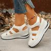 Ladies Shoes New High Quality Buckle Strap Women's Sandals New Closed Toe Office and Career Summer Solid Wedge Sandals