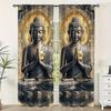 2 Pièces Rideaux Imprimés Bouddha Polyester Style Classique Pour Décoration Intérieure Traitement de Fenêtre Pour Chambre Bureau Cuisine Salon Et