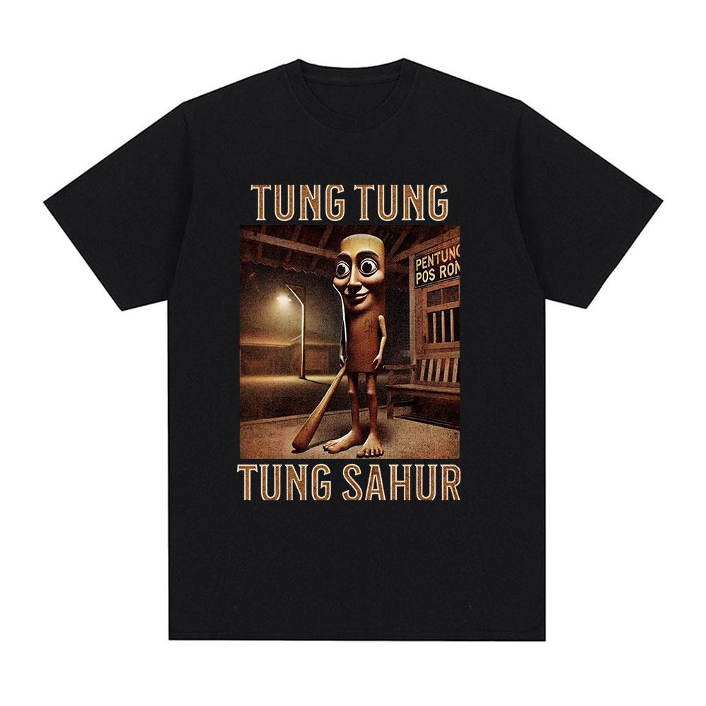 Tung Tung Tung Sahur T-shirt Meme Divertente Brainrot Italiano Abbigliamento Uomo Moda Magliette Umoristiche Estive Cotone Girocollo Top T-shirt