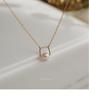 Square and Round Simple Women's Neck Chain Temperament 14K Gold-wrapped Natural Round Bead Pearl Necklace Collarbone Chain Trend