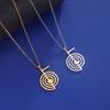 Wind Cut Titanium Steel Hollow Geometric Spiral Pattern Pendant Necklace
