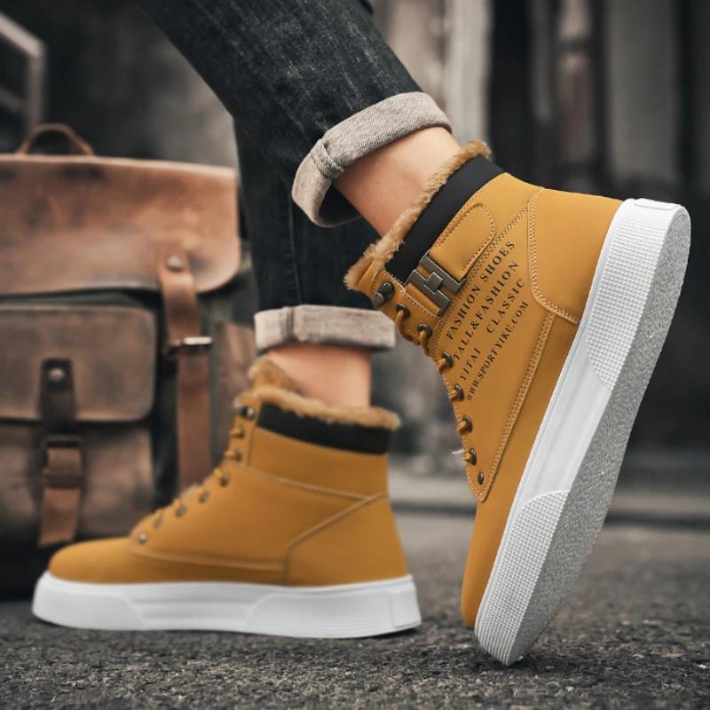 Nouvelles Bottes pour Hommes Hiver Peluche Bottes de Neige pour Hommes Mode Chaussures de Sport Décontractées de Haute Qualité Bottines Imperméables d'Extérieur pour Hommes