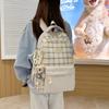 Schoolbag Small Fresh Plaid Schoolbag New Ins College Style Cute Backpack Large Capacity Junior High School Student Versatile Backpack