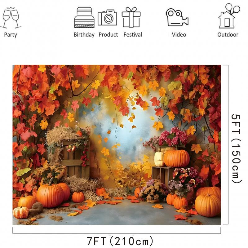 1pc, 2D Flat, Autumn Thanksgiving Harvest Backdrop, Perfect for a Friend's Party, Photo Booth Props, Wsj