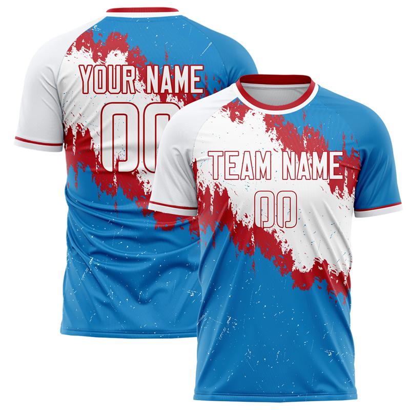 Men Custom Football T-Shirt, DIY Team Name Number Crew Neck, Blue Loose Quick Dry Sports Team Uniform
