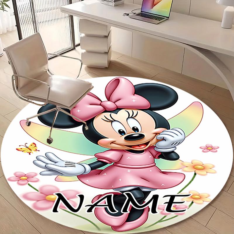Gepersonaliseerd M-Minnie Rond Kantoorvloerkleed - Perfect voor Mat, Kantoorstoel & Meer - Ideaal Cadeau voor Verjaardagen en Feestdagen