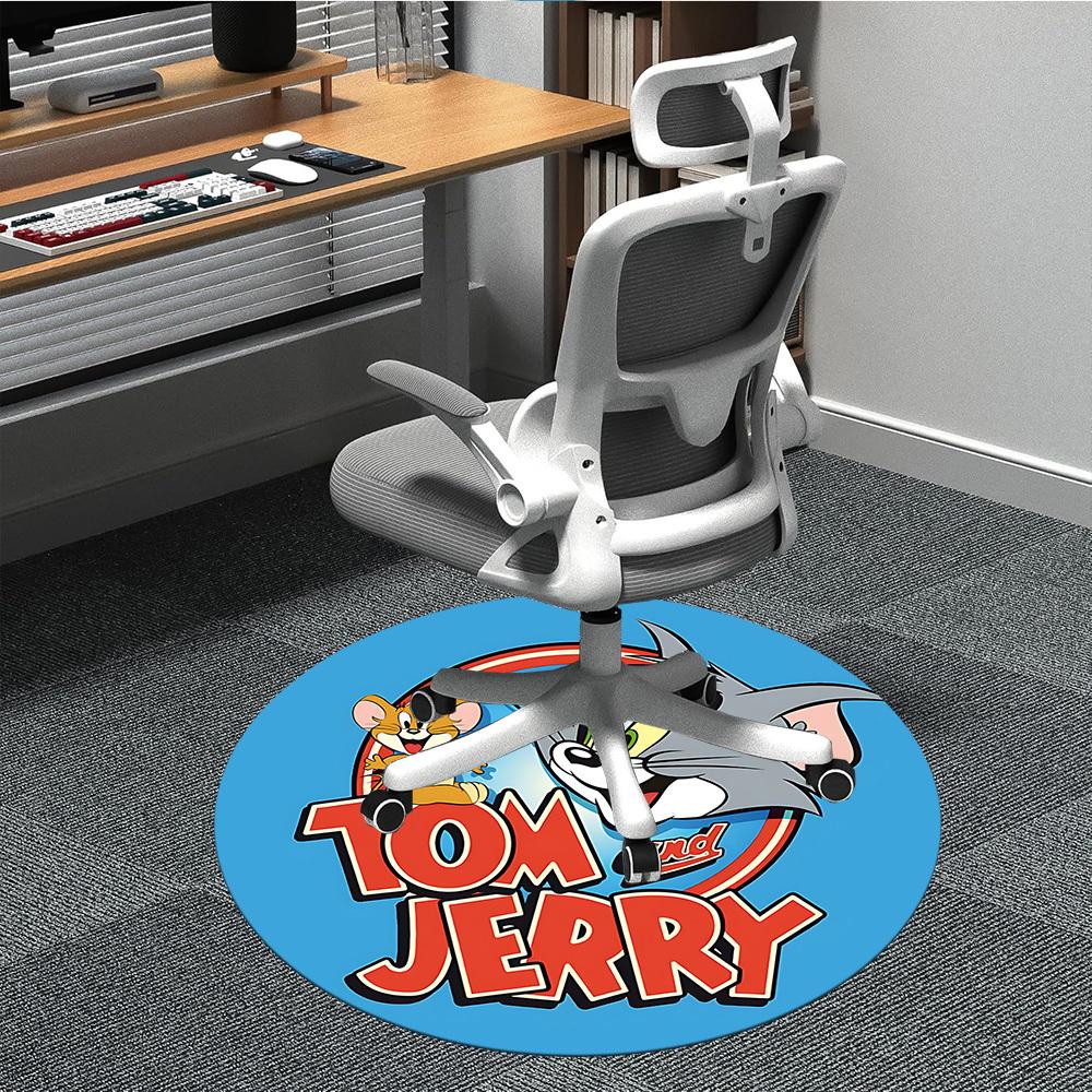 1 Stück Tom und Jerry Büro Runder Teppich, Unter Bürostühlen Schlafzimmer Wohnzimmer Heimdekoration, Raumdeko, In Verschiedenen Größen Erhältlich