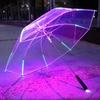 LED-Licht Transparenter Regenschirm Für Umweltgeschenk Glänzende Leuchtende Regenschirme Party-Aktivitätsrequisiten Regenschirme mit langem Griff