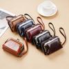Yogodlns damesportemonnee kleine dames compacte PU-leer vintage kaarthouder portemonnee met ritssluiting vintage clip orgel polstas