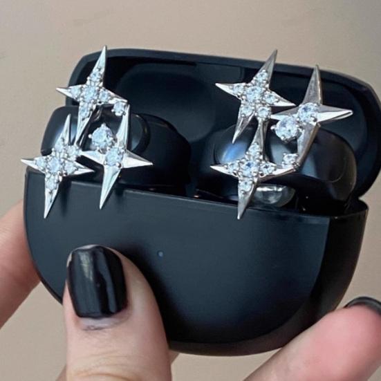 1Pc Clip-on Earbud Sparkling Rhinestone Decor Easy Installation Snap-On Design DIY Headphone Decorative Clamp