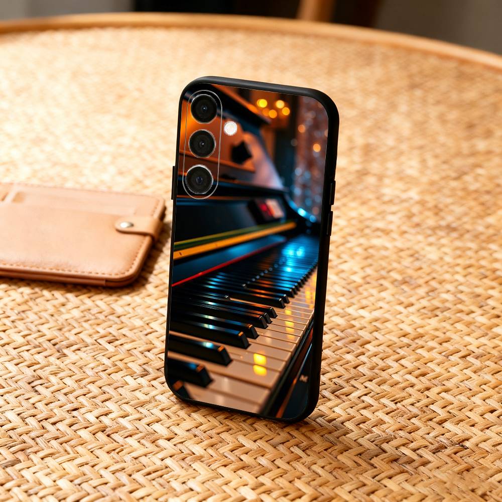 P-Piano Vibe Phone Case For Samsung  A73,72,71,A52,51,40,41,A22,A32,31,A13, Soft Black Shell