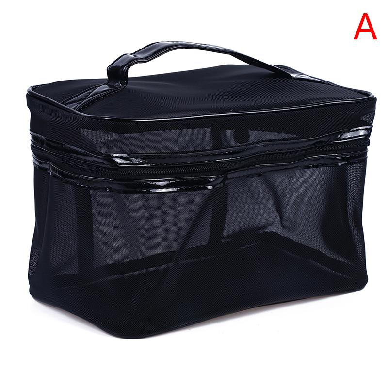 Portable Mesh Transparent Cosmetic Bag Makeup Case Women Travel Zipper Make Up Organizer Wash Toiletry Beauty Storage Bag Pouch