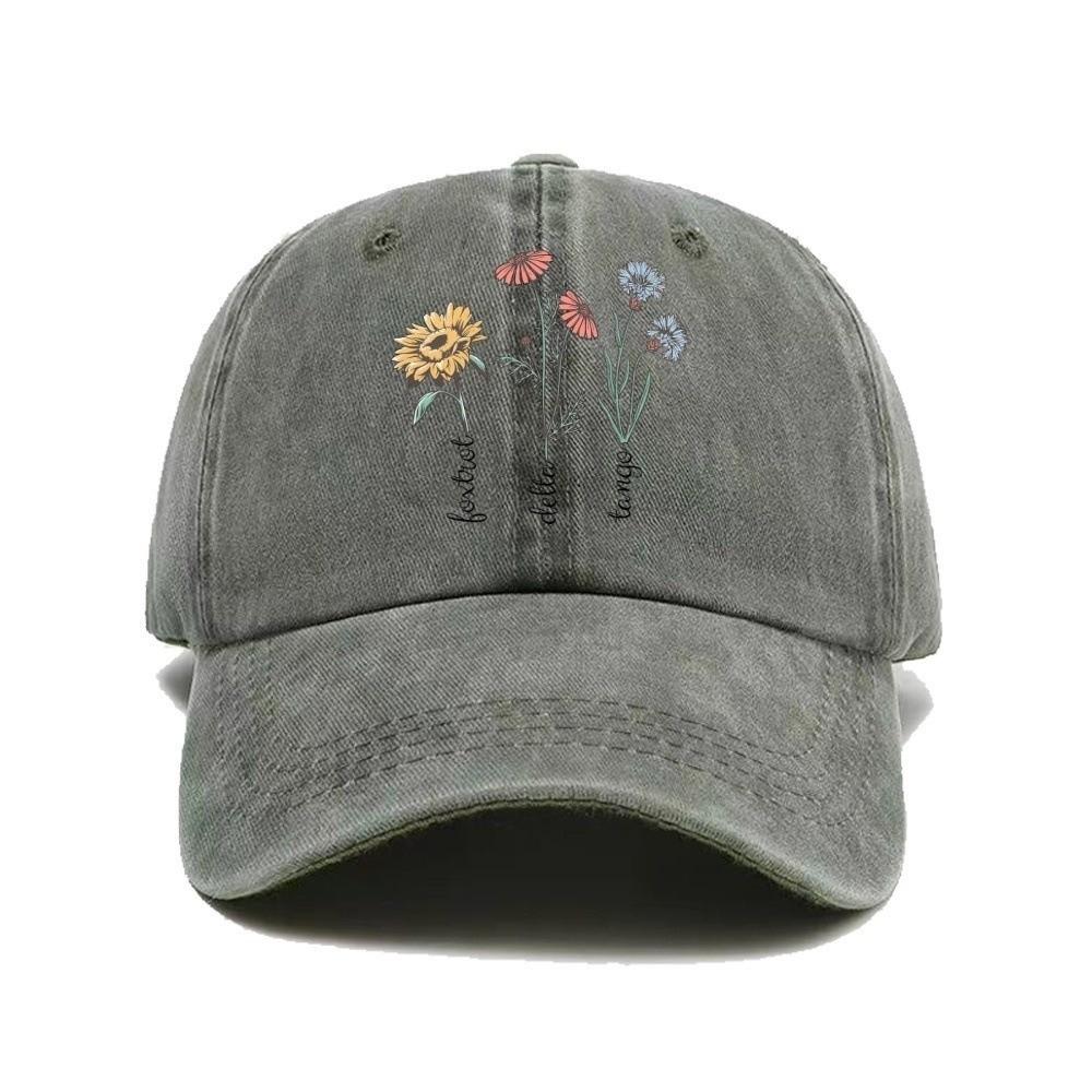New Casual Printed Baseball Cap Vintage Washed Dad Sun Hat Sunflower Multiple Colors Snapback Cap Daily Wear