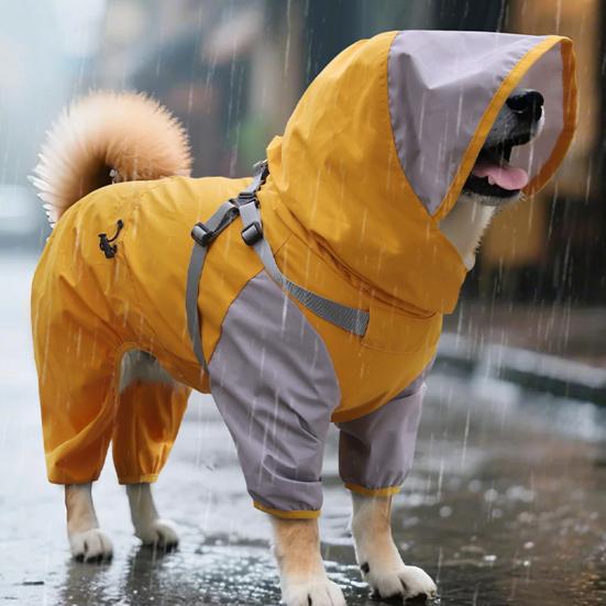 Pet Raincoat Hooded Dog Rain Jacket Double Layer Waterproof Poncho Outdoor Rainwear Clothing for Small Medium Dogs