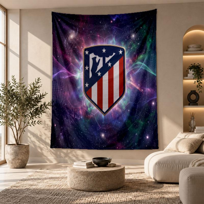 Arazzo Decorativo, Arte Murale Stampata Atletico Madrid, Appeso a Parete Leggero per Sfondo Camera da Letto