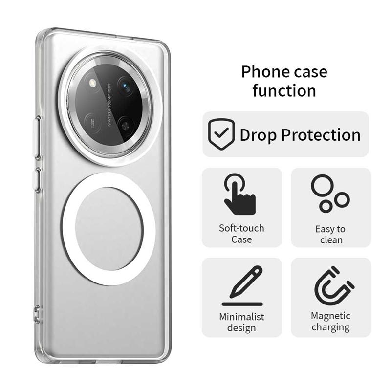 Para Capa Honor Magic 7 Lite Huawei Honor Magic 7 Lite Capas Novo Traseira Carregamento Sem Fio Magnético Anular Fosco Transparente Fundas