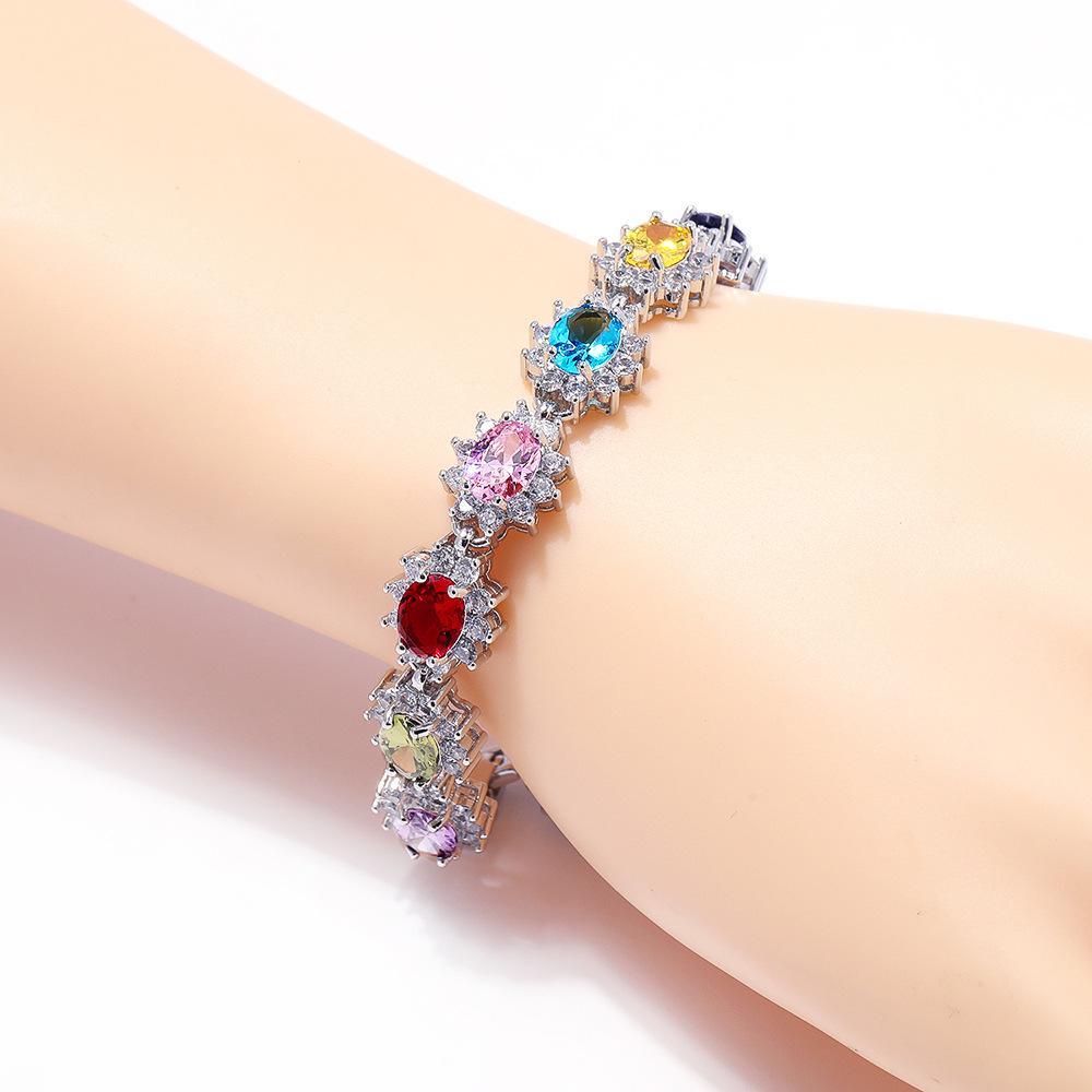 Women'S Light Luxury Women'S Colored Zircon Bracelet, Color Treasure Bracelet Multi-Color